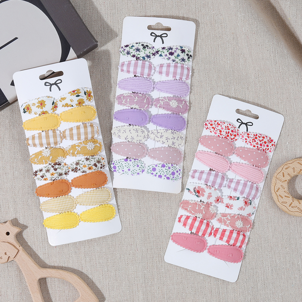 10/16PCS Cotton Textured Girl Hair Clip BB Clip Cute Colorful Floral Candy Color Matching Kid Barrettes Baby Hair Accessory Gift