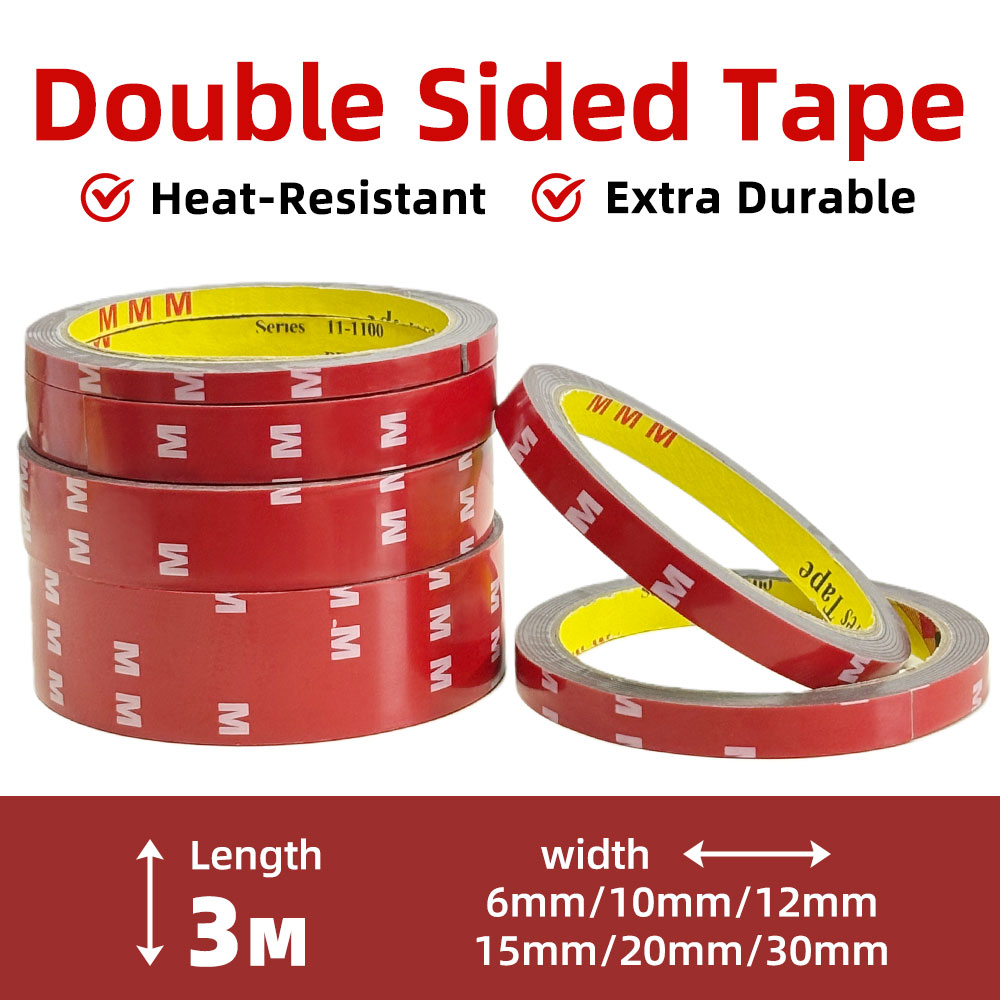 Heavy Duty 3meters Acrylic Foam Tape Double Sided High Temperature Mounting Strip for Auto Trim Emblem Household Outdoor Bonding