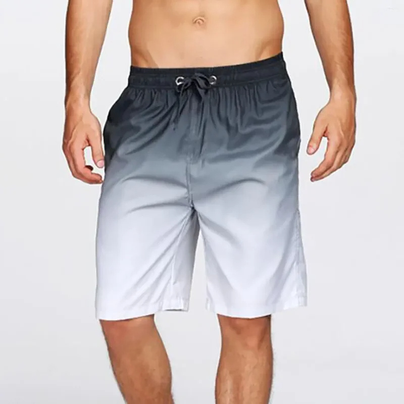 Kąpielówki męskie z gradientowym wzorem Kolorowe szorty plażowe z nadrukiem 3D Casual Summer Fashion Hawaii Holiday Surfing Board Shorts