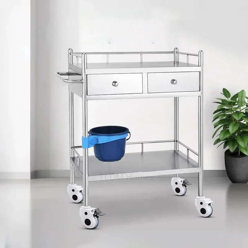 Verdikte roestvrijstalen medische schoonheidswagen Rek Chirurgisch instrument Trolley Instrumententafel Verpleegkundige Dressing Kleine kar M