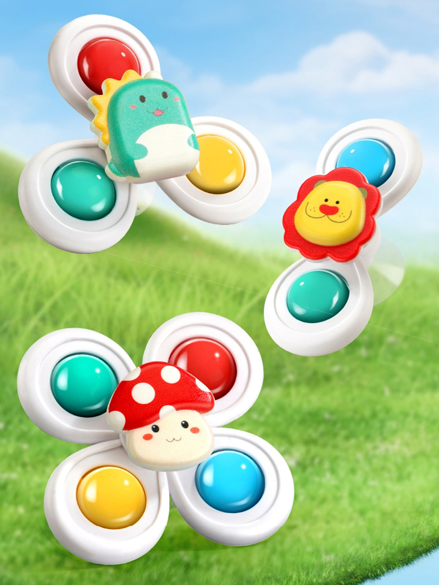 Juego de 3 juguetes giratorios con ventosa para baño de bebé, juego divertido para niños, regalo educativo Montessori para aliviar el estrés sensorial infantil