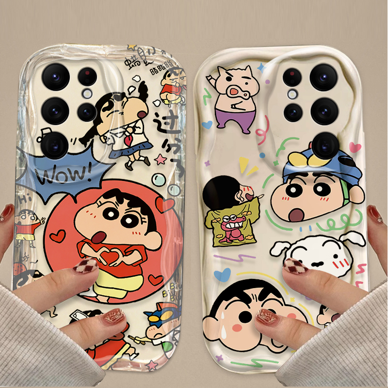 Bella C-Crayon S-ShinChan Wave Custodia morbida per Samsung Galaxy S24 Ultra S23 S22 Plus S21 S20 FE A25 A55 A35 A15 A16 A05 A05S A06