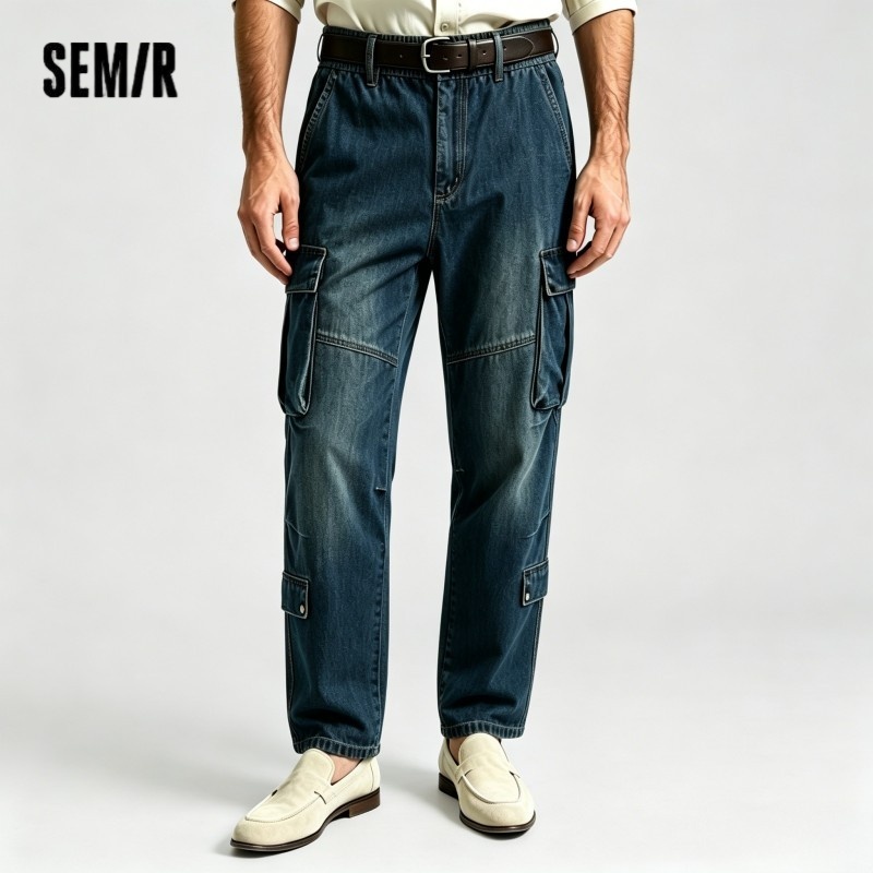 Semir Herrenhose Denim American Vintage Workwear Loose Multi Pocket Straight Leg Drape 2026 Sommer Fashion Casual Top
