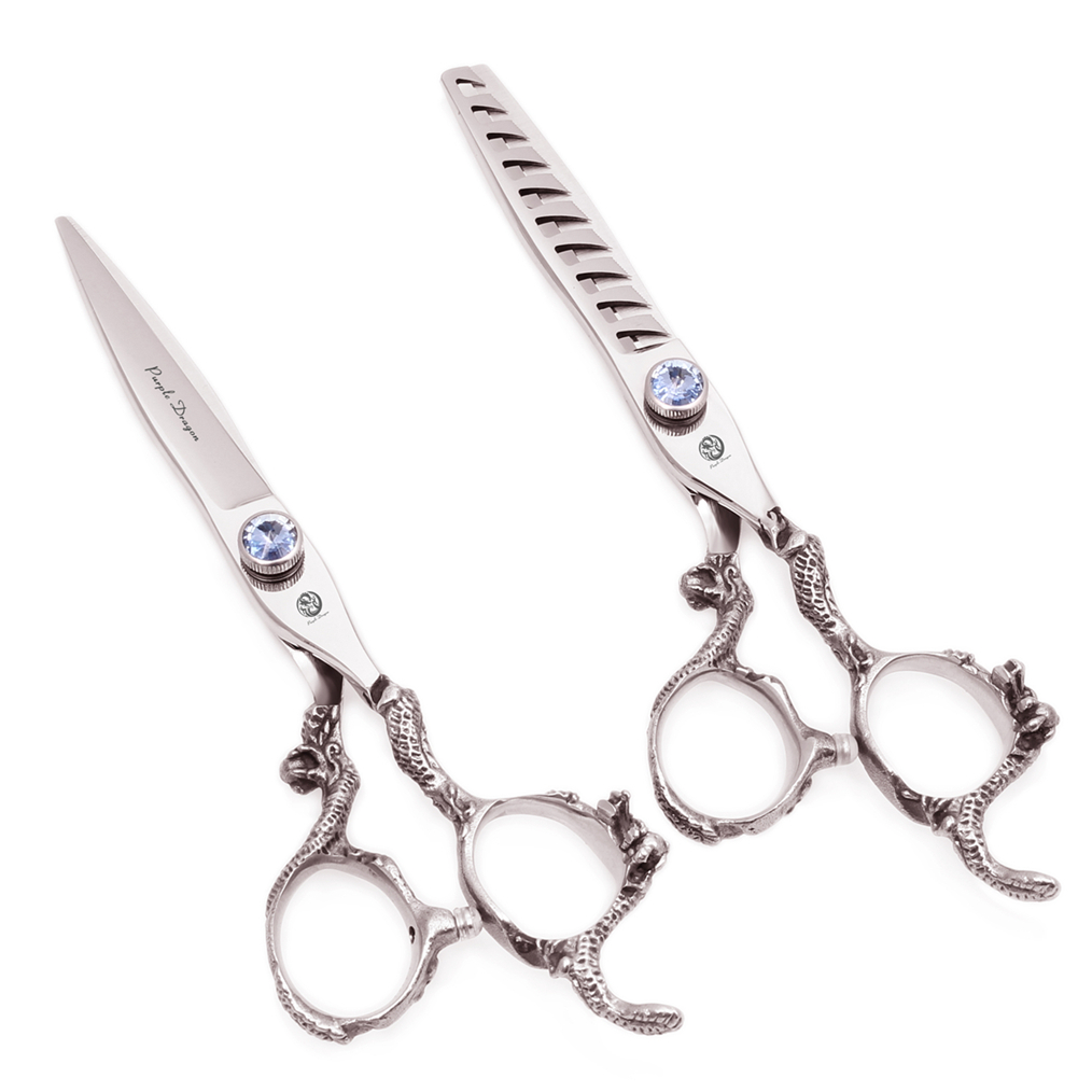 Haarschere 6" Japan 440C Purple Dragon Professionelle Friseurschere mit scharfer Kante Schneideschere Effilierschere Set Z9006