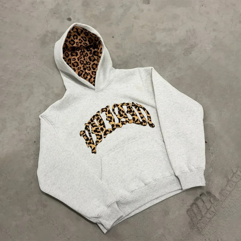 3 Pcs Sportswear Set Y2k Men Women Retro Superior Leopard Patchwork Set American Streetwear Unisex Boxy Casual Couples Apparel