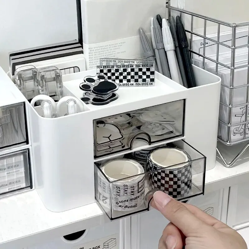 Multifuncional Desktop Gaveta, Multi Grid Papelaria Caixa De Armazenamento, Grande Capacidade Office Pen Holder, 1Pc