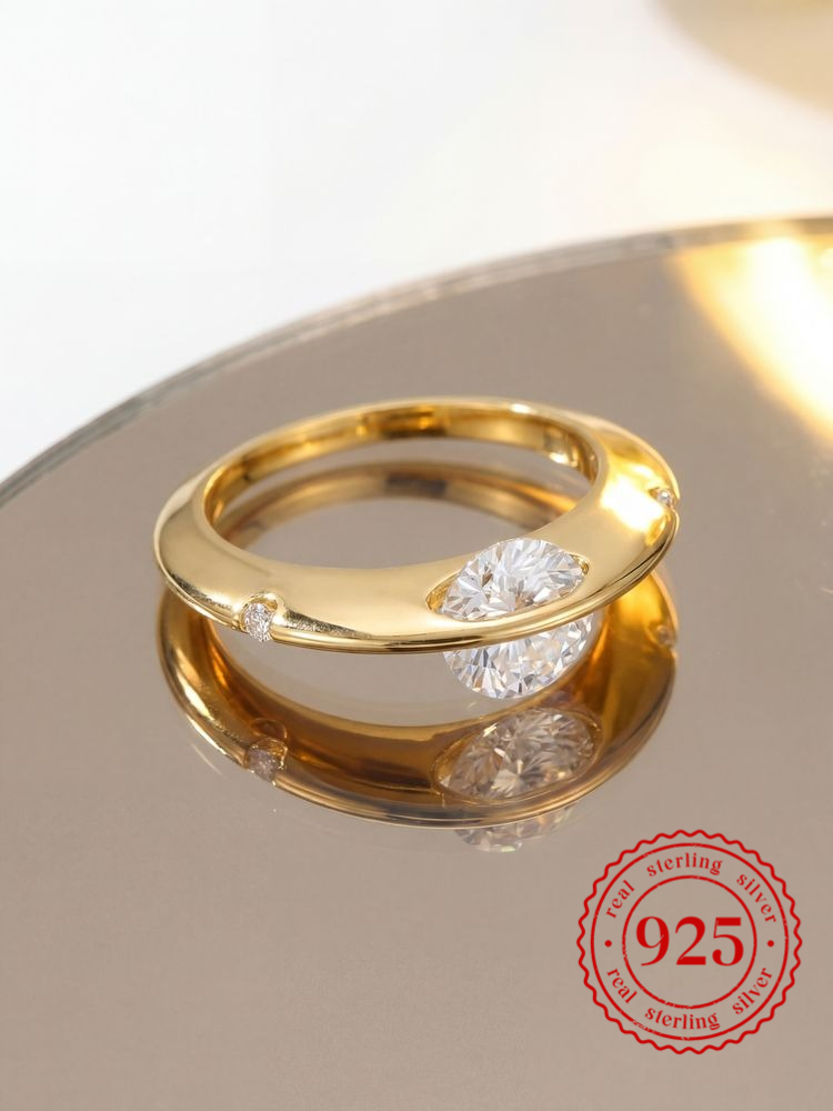 Anel de Zircônia Avançada em Prata Esterlina 925 para Mulheres, Moda, Casamento, Festa, Uso Diário, Joias Finas de Alta Qualidade
