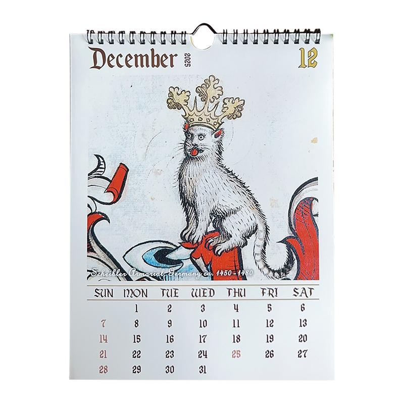 Medieval Cat Calendar 2025 Strange Medieval Cats Wall Calendar 2025 Ugly Medieval Cats Calendar 12 Months January To December