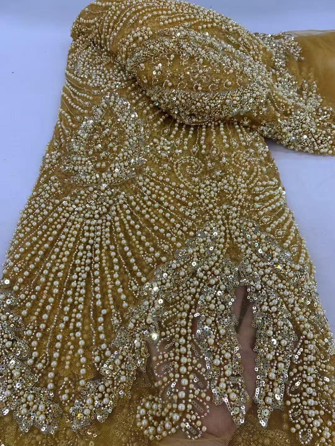 2025 luxo nigeriano africano frisado tecido de renda alta qualidade lantejoulas bordado africano tecido renda francesa para costura vestido