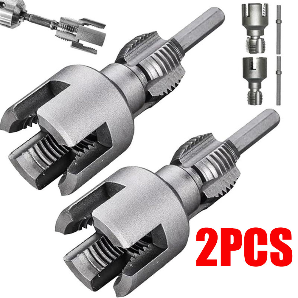Juego de 2 Herramientas para Roscado de Tuberías Internas y Externas, Compatible con Taladro Eléctrico, Kit de Roscado de Tuberías de PVC, Herramienta para Cortar Roscas de Tuberías