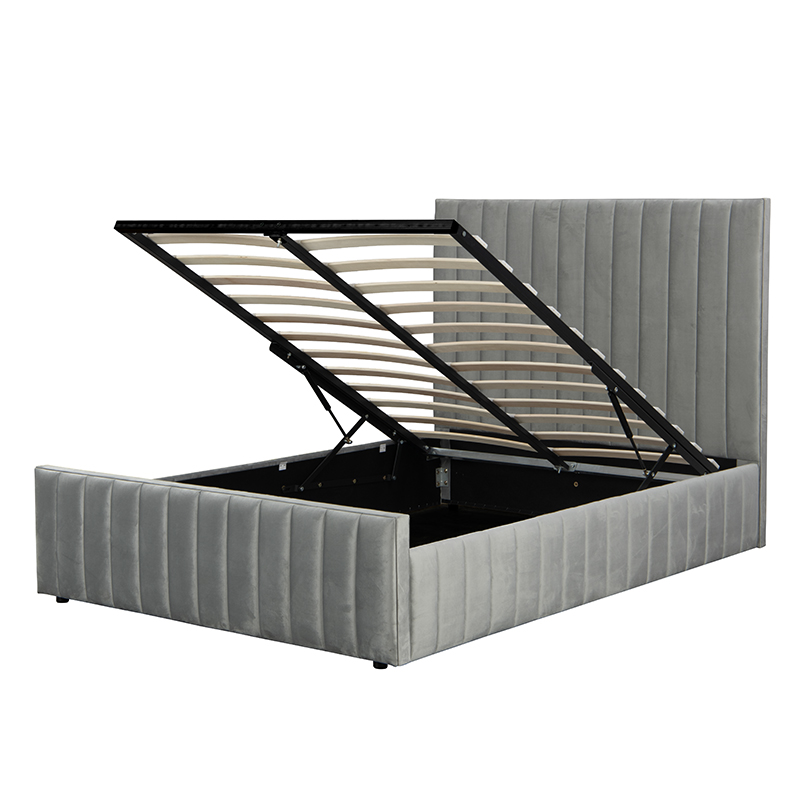 Willsoon – cadre de lit élégant en MDF avec ascenseur à gaz, lit ottoman King Size en velours pour usage domestique, caractéristiques de rangement, taille Queen