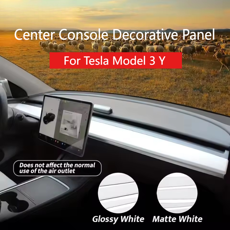 For Tesla Model 3 Model Y 2017-2024 Dashboard Trim Center Console Panel Trim Sticker ABS Cover Carbon Fiber Car Accessories
