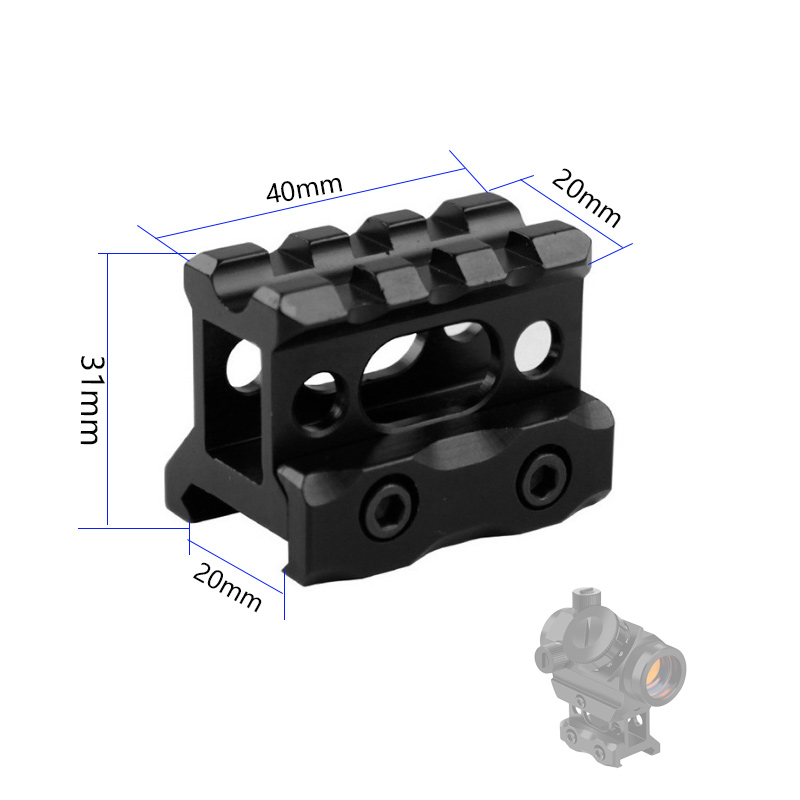 Red Dot Scope Riser Rail Mount 2,5 cm Höhe leichte Halterung für Jagd-Taschenlampenoptik