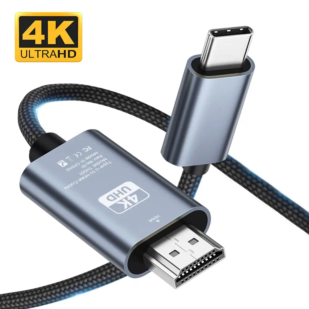 6.6ft 4k @ 60hz usb c tipo-c para hdmi cabo adaptador de ultra alta velocidade para macbook pixel ipad dell