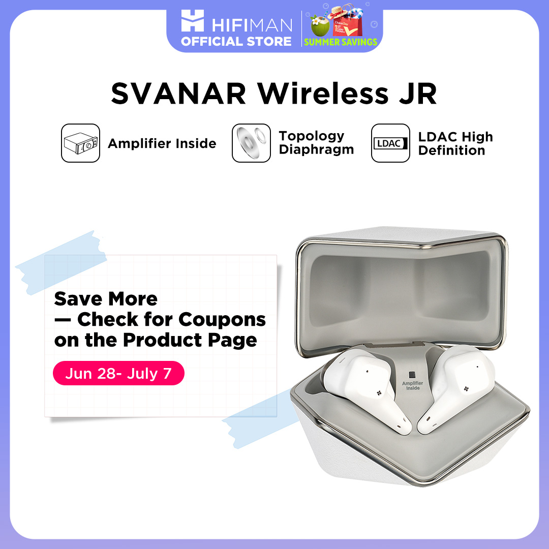 HIFIMAN SVANAR Inalámbrico Jr. Auriculares intrauditivos Hi-Fi Bluetooth con cancelación de ruido con amplificador en el interior, controlador de diafragma de topología
