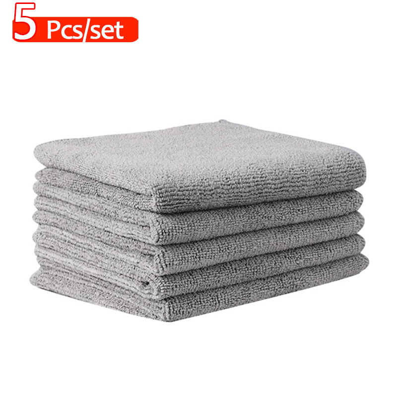 5Pcs Microfiber Cleaning Cloth Soft Absorbent Microfiber Reusable Cleaning Ragsfor Housekeeping Cleaning Supplies