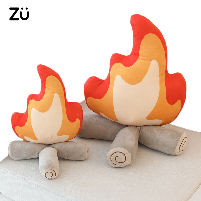 ZU 30/45cm oreiller en peluche créatif feu de joie en peluche drôle décor à la maison coussin de feu de camp émulationnel poupée douce
