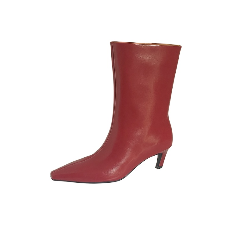 SmallHut Nuevas Botas de Tobillo de Piel Sintética para Mujer, Tendencia 2026, Otoño Invierno, Color Marrón y Negro, Tacón Alto, Punta Puntiaguda, Botas de Moda Sin Cordones