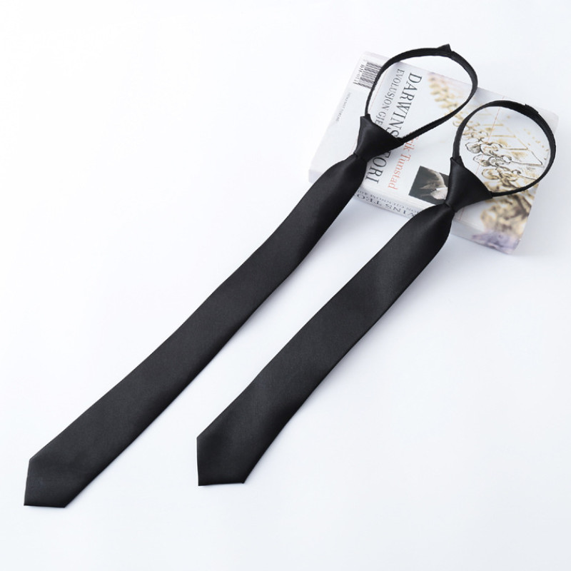 Feminino preto zíper gravatas retro sedoso estreito masculino pescoço gravata magro suave laço estilo coreano simples elegante all-match na moda gravata