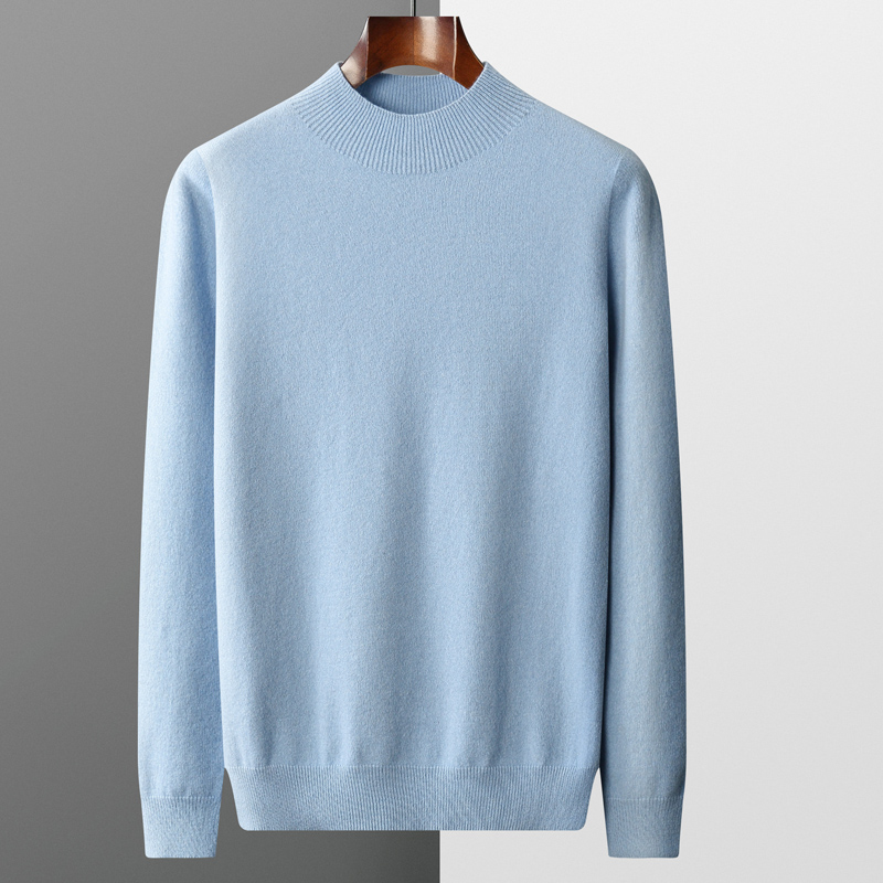 100% czystej wełny sweter z kaszmiru męski sweter z półgolfem moda codzienna pogrubiający top sweter z dzianiny