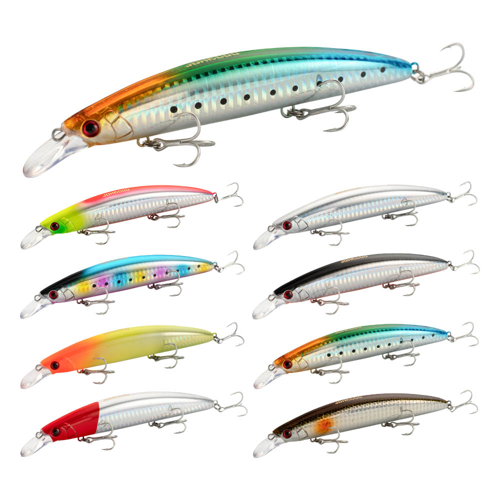 Johncoo isca de pesca jerkbait 130mm 23g flutuante wobbler fundição longa peixinho para marabass poleiro carpa pique