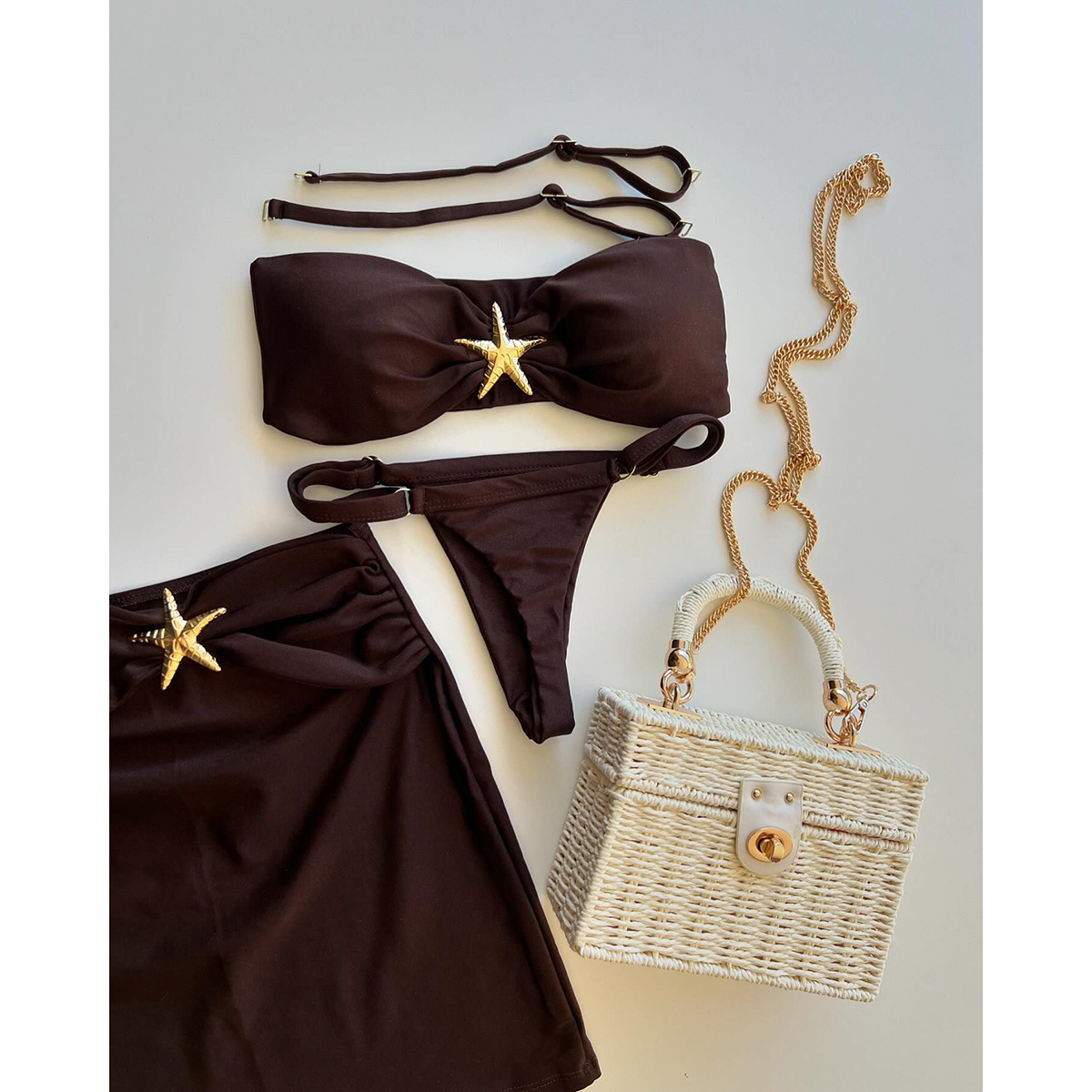 Bikini de 3 piezas para mujer, traje de baño 2024, traje de baño femenino, conjunto de Bikini Sexy, traje de baño, falda de Bikini, cubierta brillante