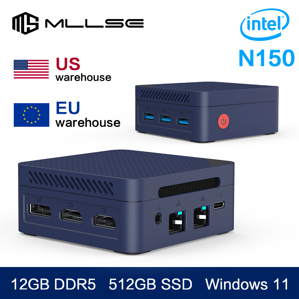 MLLSE G2 Pro Mini PC Intel Twin Lake N150 Processor LPDDR5 12 GB RAM 512 GB ROM Windows 11 Pro WiFi 5 BT5.2 Desktop Computer