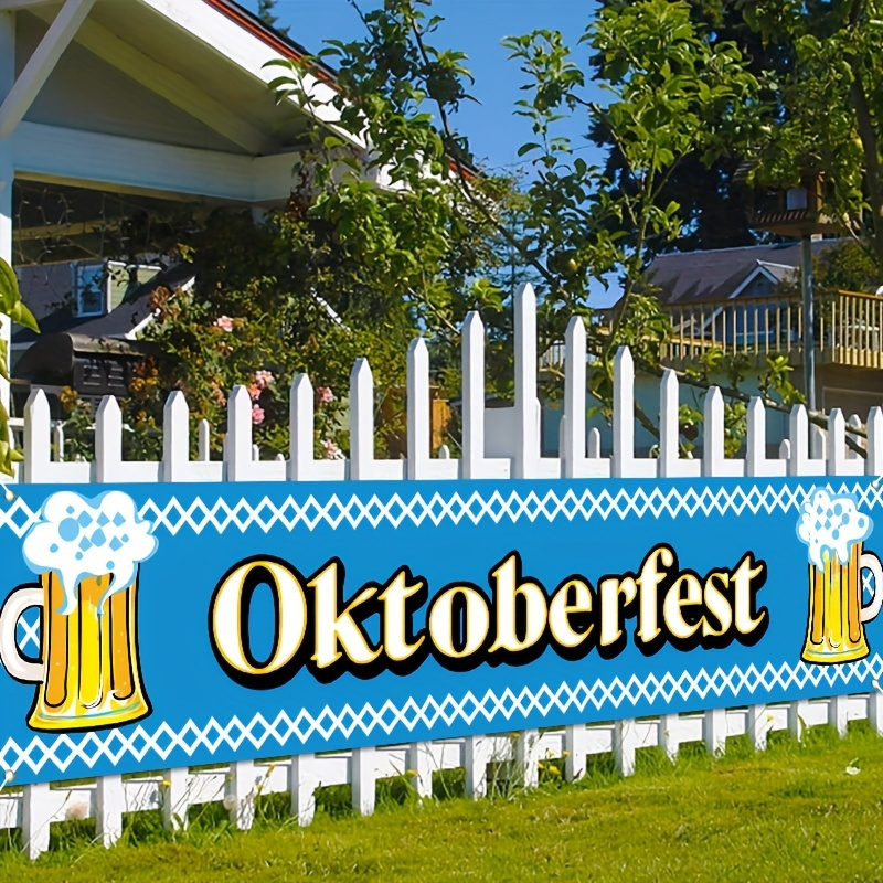 Banner celebrazione Oktoberfest-elenco giardino birra a scacchi blu e bianco