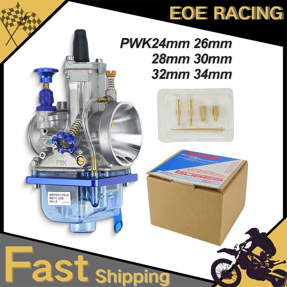 Для KEIHIN KOSO OKO PWK 24 26 28 30 32 34 мм Синяя чаша 2T 4T Скутер ATV Байк Универсальный гоночный карбюратор с Power Jet