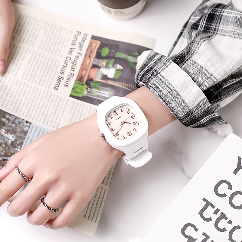 Relógio eletrônico quadrado com pulseira de silicone – Relógio digital esportivo e moderno para estudantes e adolescentes