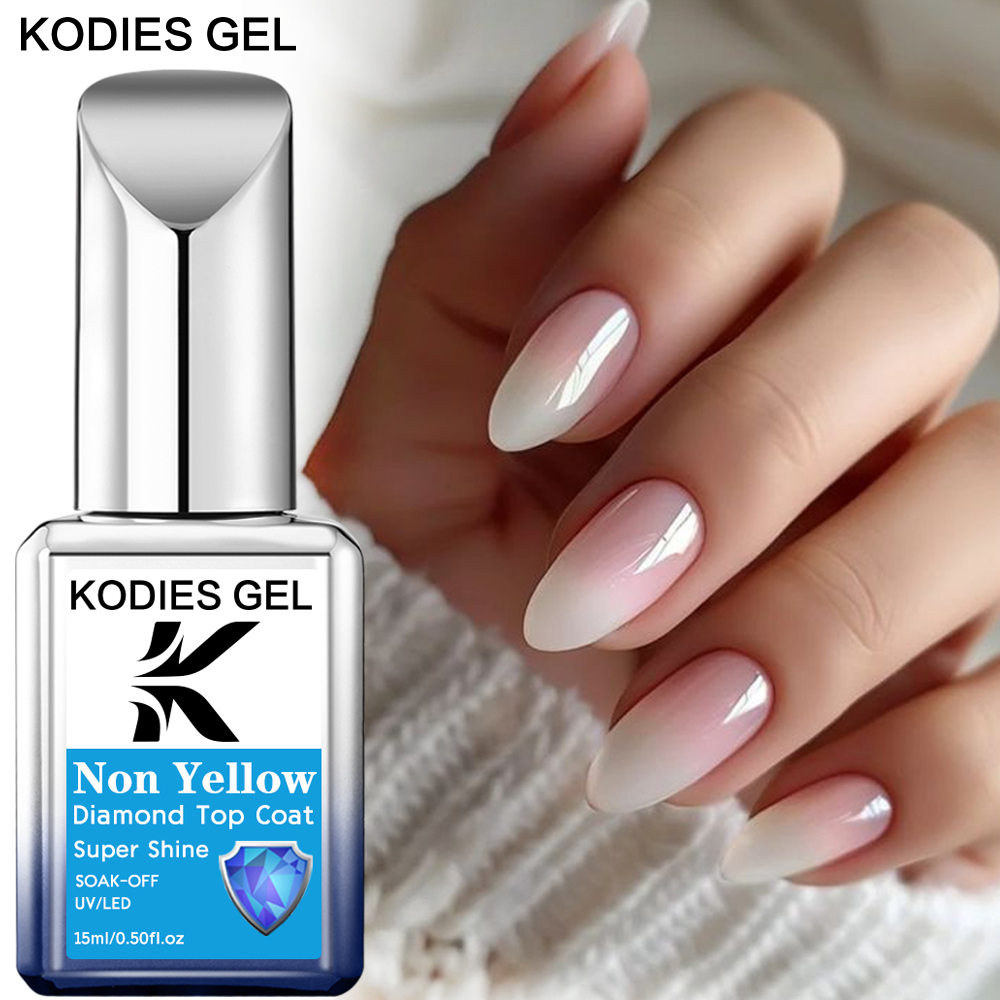 KODIES GEL Diamond Top Coat Niet-geel Clear Gel Nagellak Afwerking Afdichting Cover Semi Permanente UV Shine Topcoat Gellak Nailart