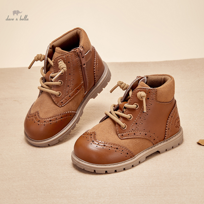 Dave Bella botas de cuero para niños calzado Vintage marrón para niños niñas botas antideslizantes para niños DB4238404-S