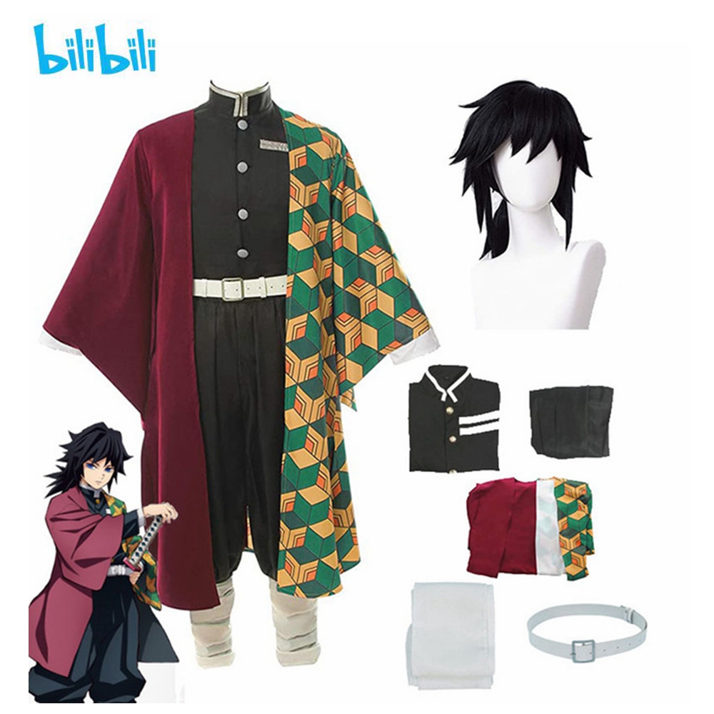 Anime Demon Slayer Kimetsu No Yaiba Tomioka Giyuu Cosplay traje uniformes disfraces peluca niño adulto fiesta regalo