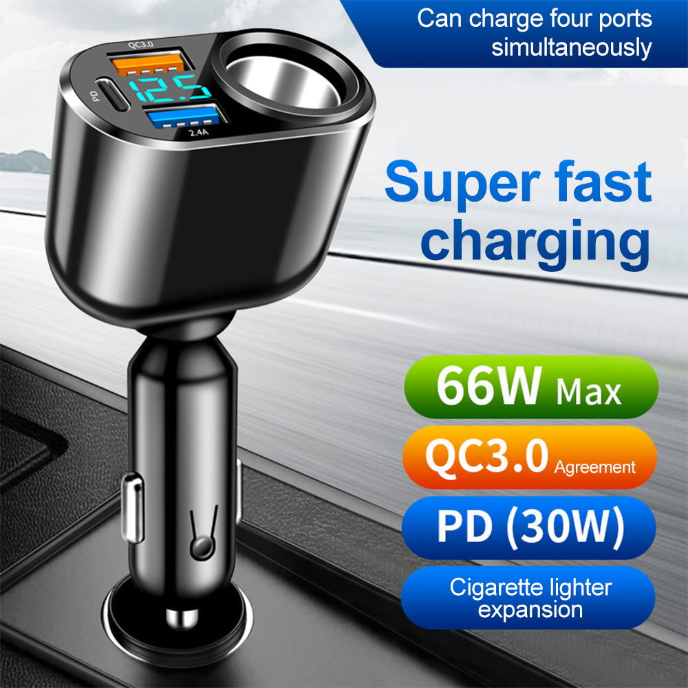 66W QC3.0 PD Adapter do zapalniczki samochodowej USB Szybkie ładowanie Ładowarka do telefonu 12V-24V Uniwersalna ładowarka samochodowa do iPhone Samsung Xiaomi