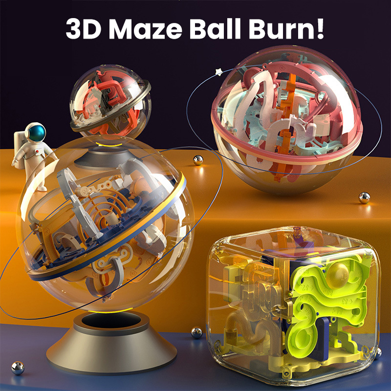 3D головоломка, шар-лабиринт, игрушка для детей, игра с препятствиями, лабиринт, 3D лабиринт, устройство для равновесия, Тройная игра