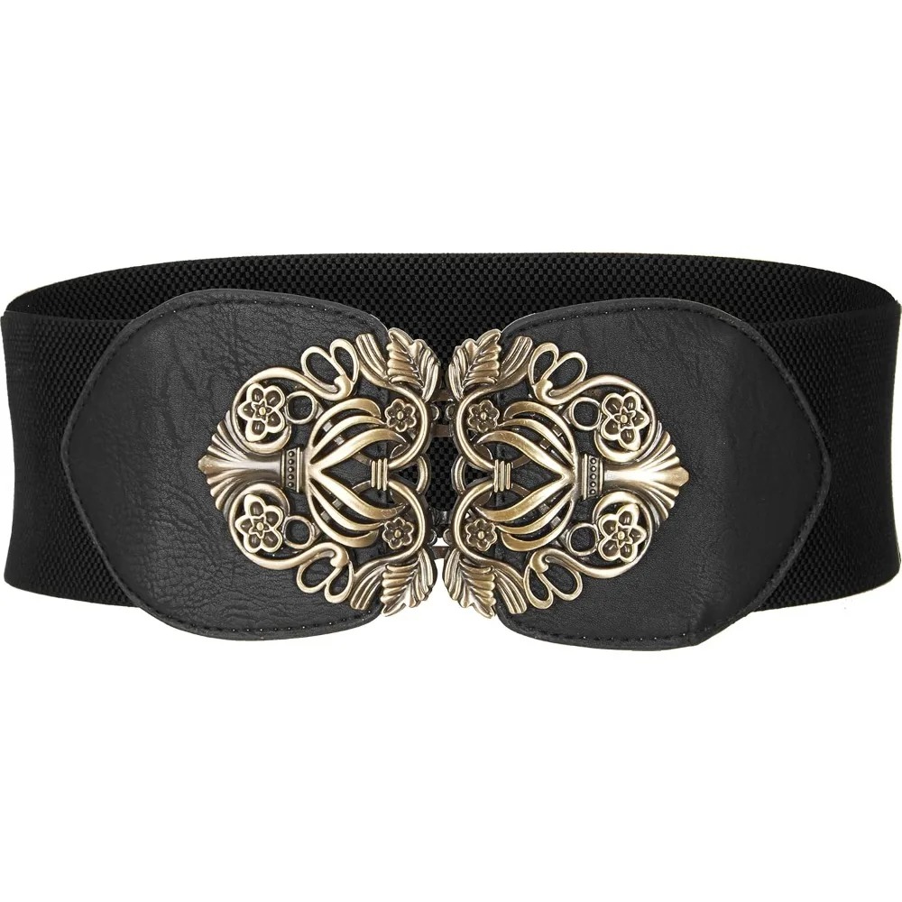 Cinturilla elástica ancha con hebilla de mariposa vintage para mujer, mezcla de modelos de invierno