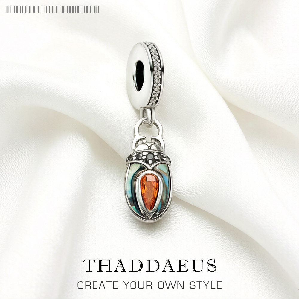 Beetle Bug Dangle Charm Women Men Summer Brand New Vintage 925 Sterling Silver Pendant