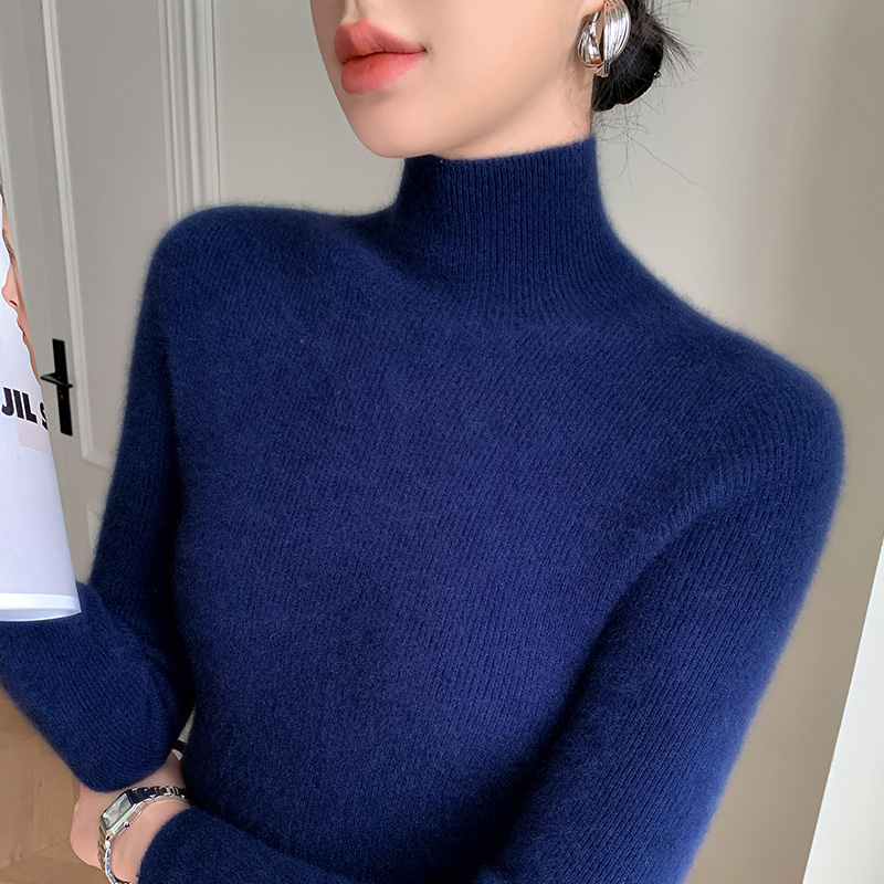 Mulheres gola alta básico camisola de caxemira outono inverno pulôver 100% lã merino malhas feminino macio fino tricô novo topo