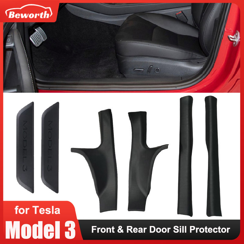 Front Rear Door Sill Protector for Tesla Model 3 2019-2023 Guard Anti-Scratch Cover Model3 TPE Protection Interior Accessories