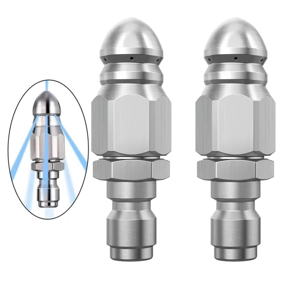 Water Jet High Pressure Sprayer Nozzle Clean Sewer 1/4" Stainless Steel Pressure Washer Quick Plug Drain Hose Nozzle Tool Water