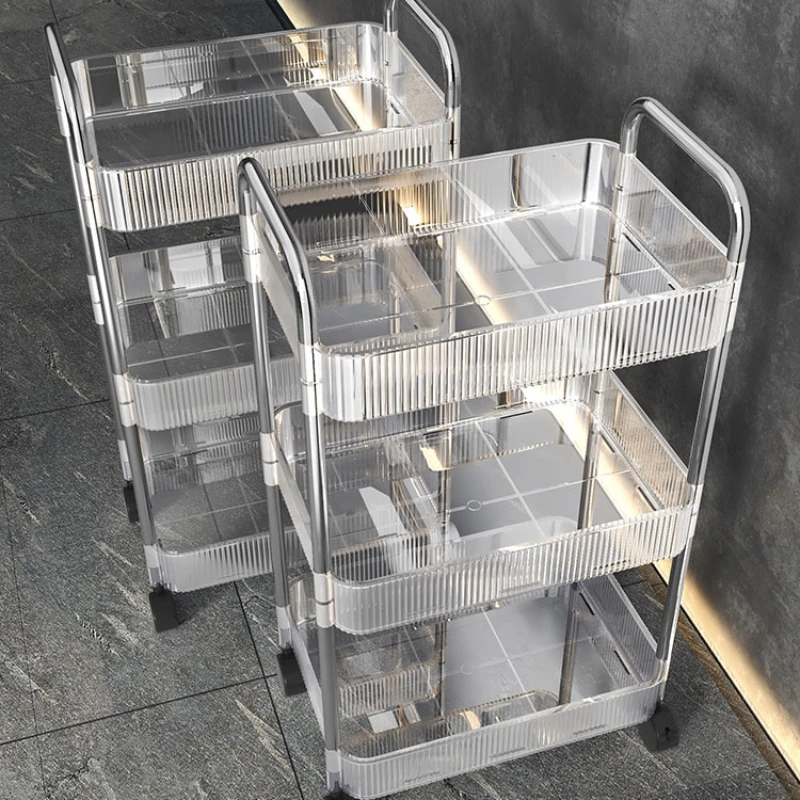 Cosméticos Utility Transparent Iron Cart, Auxiliar Beleza Móveis Trolley, Barbeiro Estética Ferramenta Trolly, Profissional