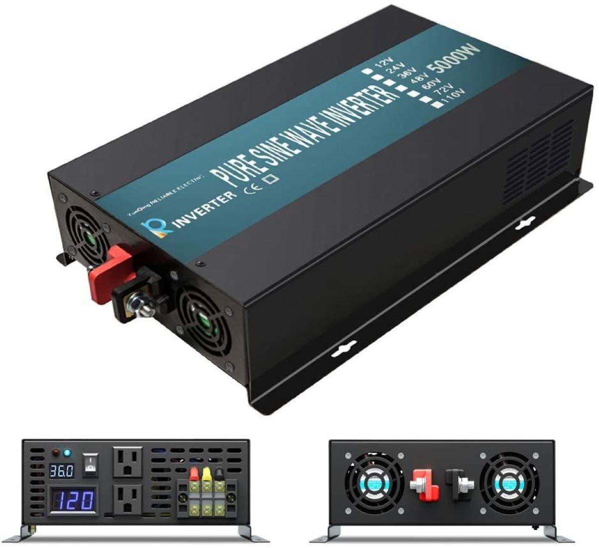 Niezawodny falownik solarny z czystą falą sinusoidalną 1000W/1500W/2000W/2500W/3000W/5000W 12V/24V/48V DC do 120V/220VAC konwerter zasilania