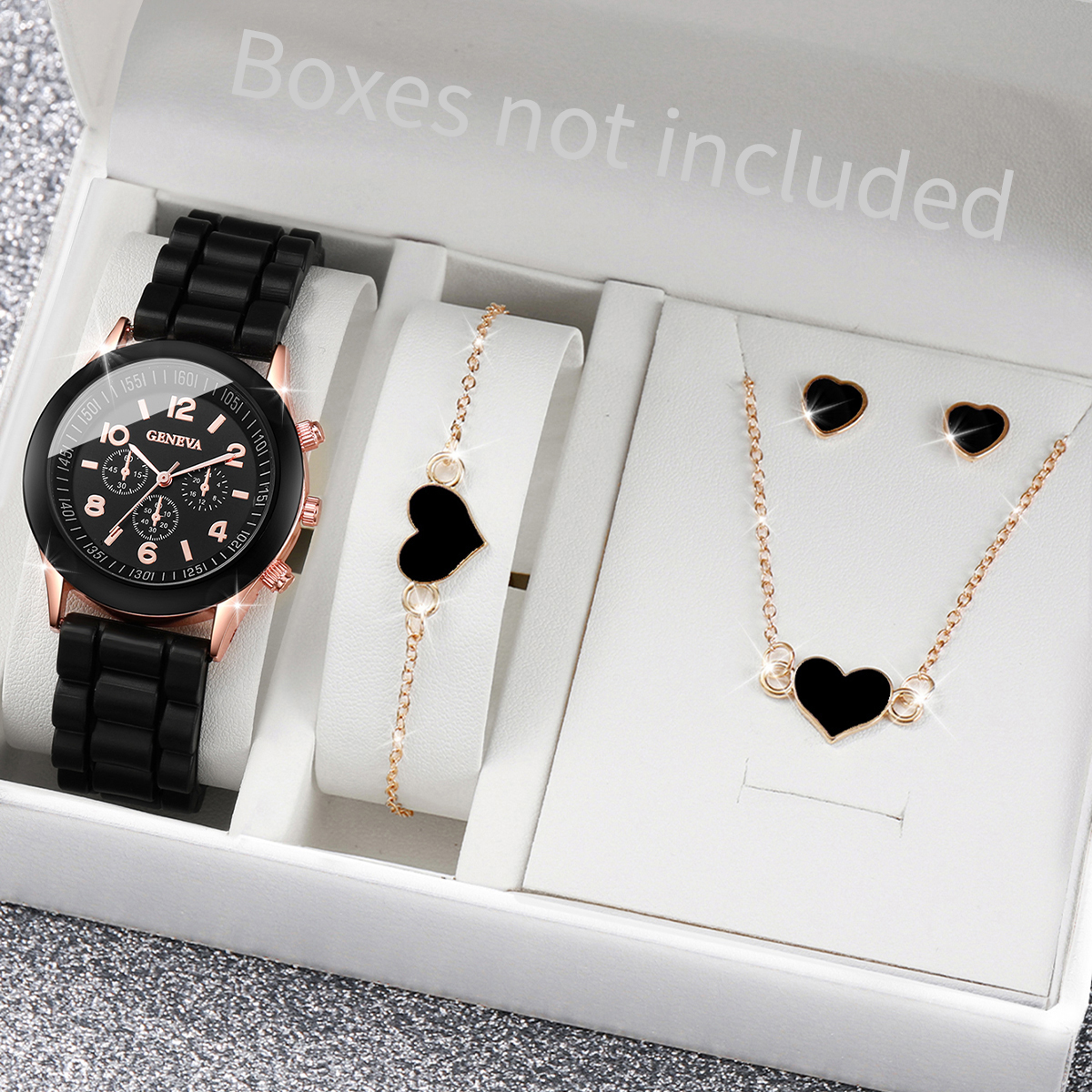 5/6 pçs relógios femininos moda banda de silicone feminino relógios de quartzo conjunto de jóias reloj mujer meninas relógio presente (sem caixa)