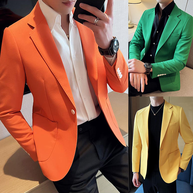 Übergroßer, dünner Herren-Blazer, Übergröße, gelb, schmale Passform, Herrenanzug, Jacken, Herrenmode, lässige Mode, 2024, Mantel, neu im Original