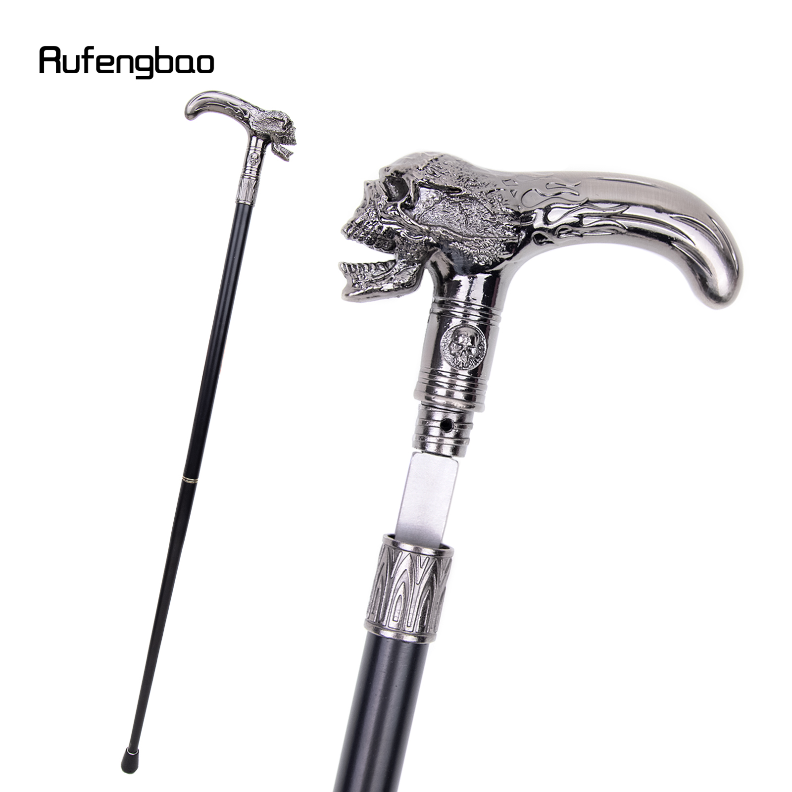Schedel Hoofd Wandelstok Met Verborgen Plaat Zelfverdediging Mode Riet Plaat Cosplay Crosier Stok 93Cm