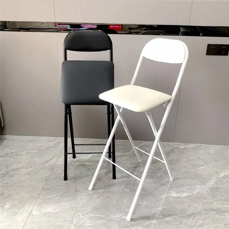 Taburetes de bar plegables con respaldo alto, sillas plegables acolchadas de cuero para cocina o bar, asientos de bar compactos