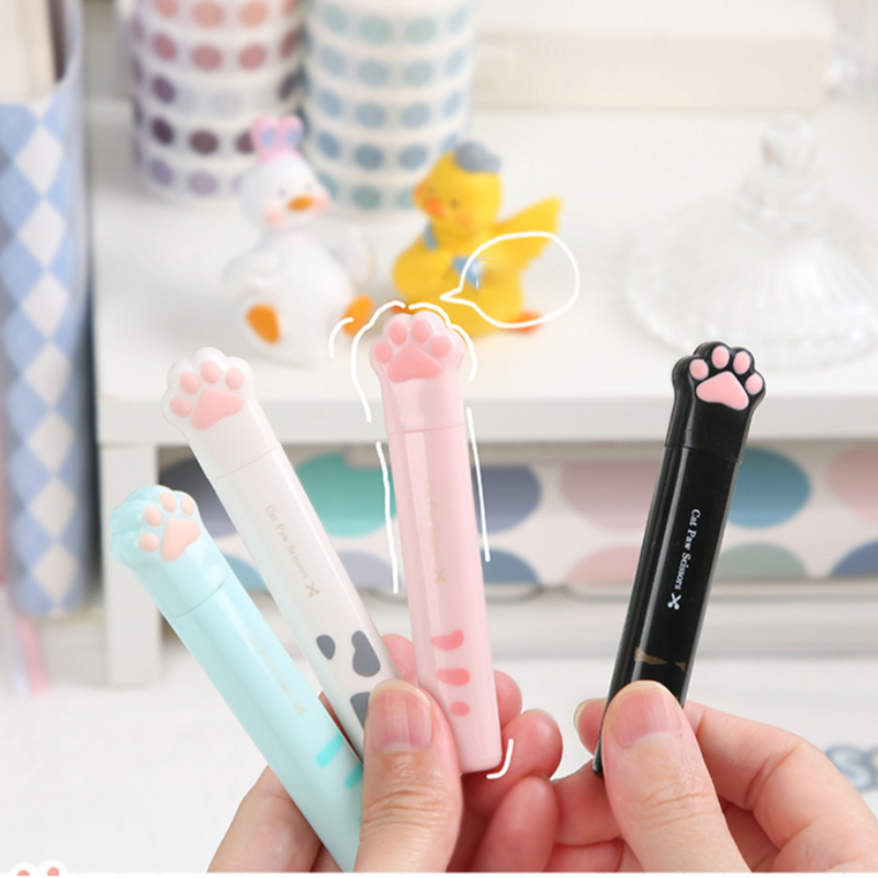 Tijeras de garra de gato Kawaii, tijeras pequeñas y bonitas portátiles, tijeras multifuncionales para oficina de estudiantes, tijeras pequeñas de papelería