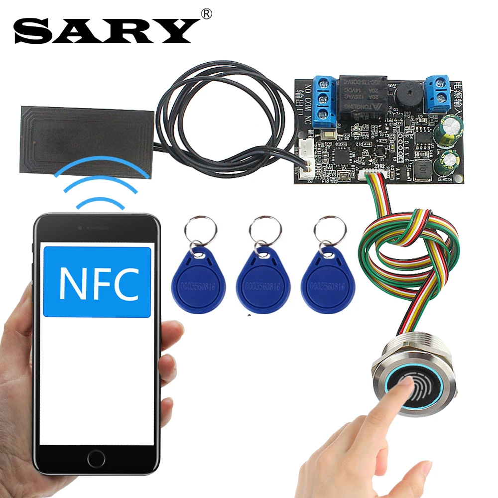 Mobile phone NFC induction control board fingerprint identification relay module IC card  13.56 mhz access controller