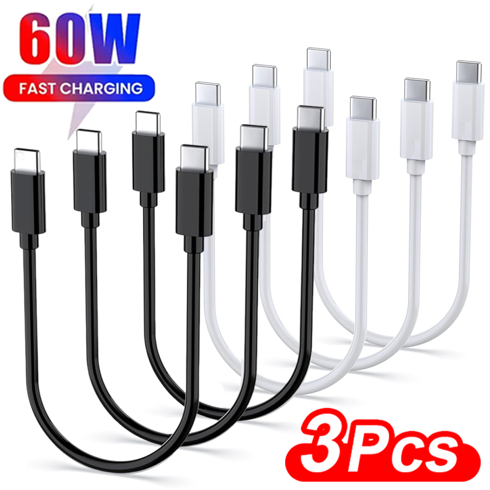 1/3PCS Short 30cm Type C to USB C Cable Fast Charging Power Bank Data Cord for Samsung iPhone15 16 Xiaomi Phone USB C Data Cable
