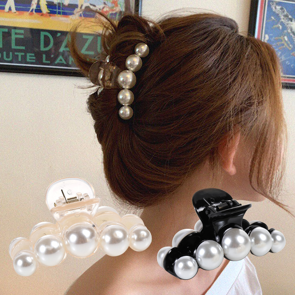 Jepit Rambut Mutiara Retro Antiselip Kuat Elegan Jepit Rambut Akrilik Klip Rambut Rias Wanita Jepit Kecil Menengah Alat Penata Rambut Kepiting